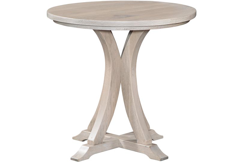 harper collection round end table shown in Retreat White Oak with Sea White Finish