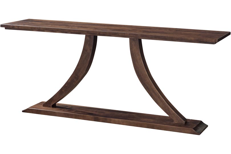 harper collection hall console table shown in maple with saddle stain