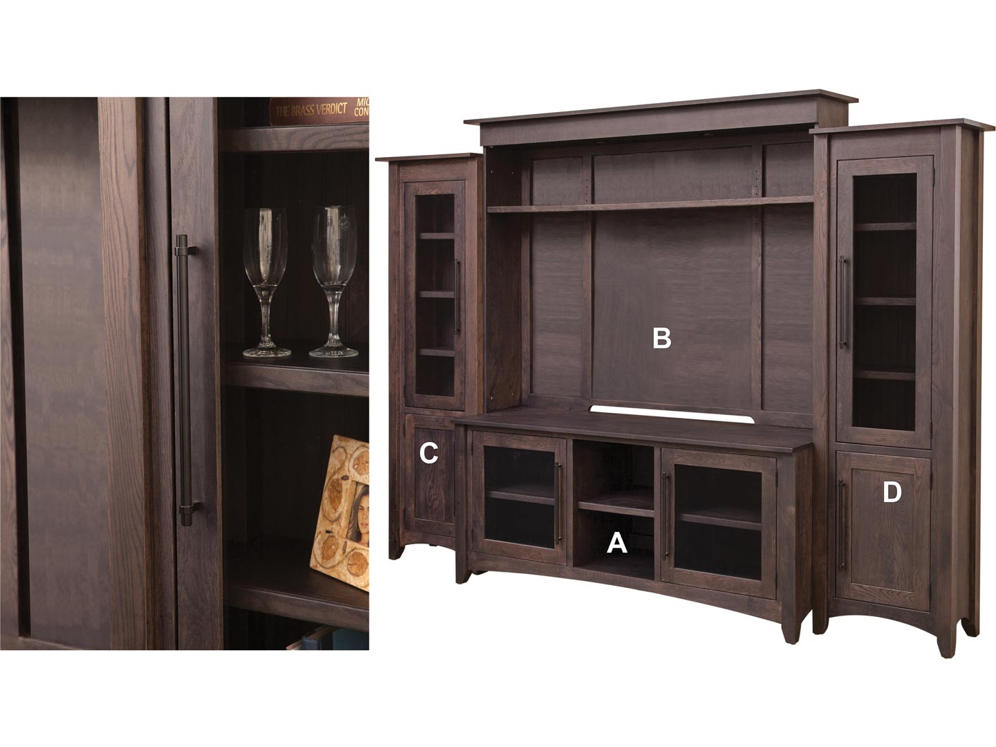 Entertainment Console Bookcase with Glass Doors