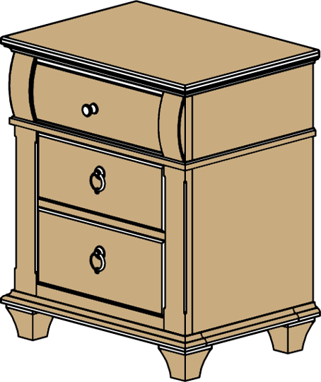 32020 3 Drawer Nightstand